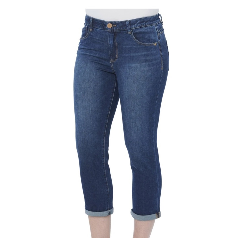 Ab”solution Modern High Rise Crop Destruction Luxe Blue Jeans